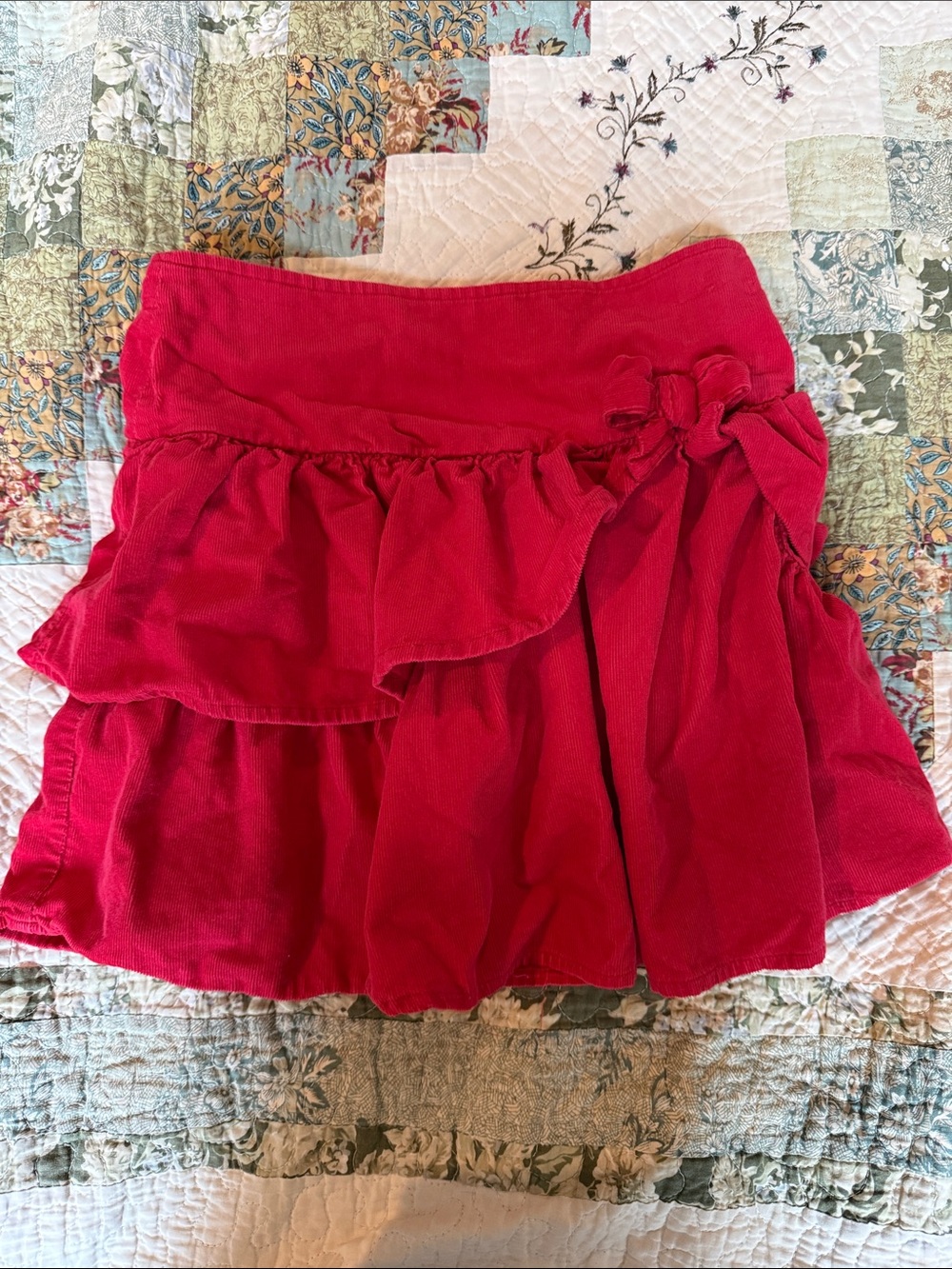 Gymboree Red Tiered Ruffle Corduroy Mini Skort Y2K rare